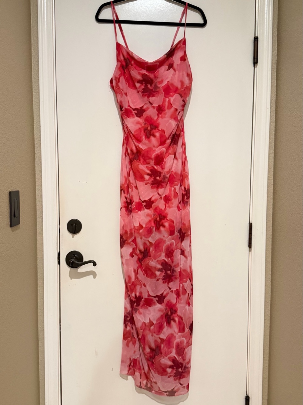 Persaya Floral Slip Maxi Dress in Pink and Red